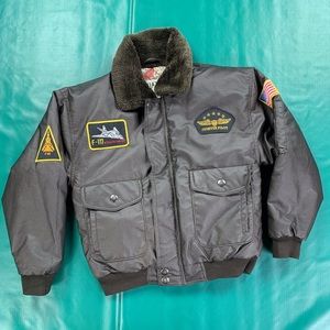 Fighter pilot jacket boys size large top gun green